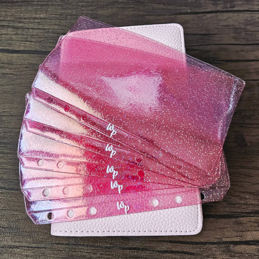 Pink Sparkle Zipless Cash Envelopes