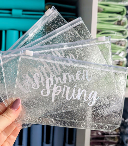 Seasonal Set of 4 A6 Sparkle Zip Envelopes