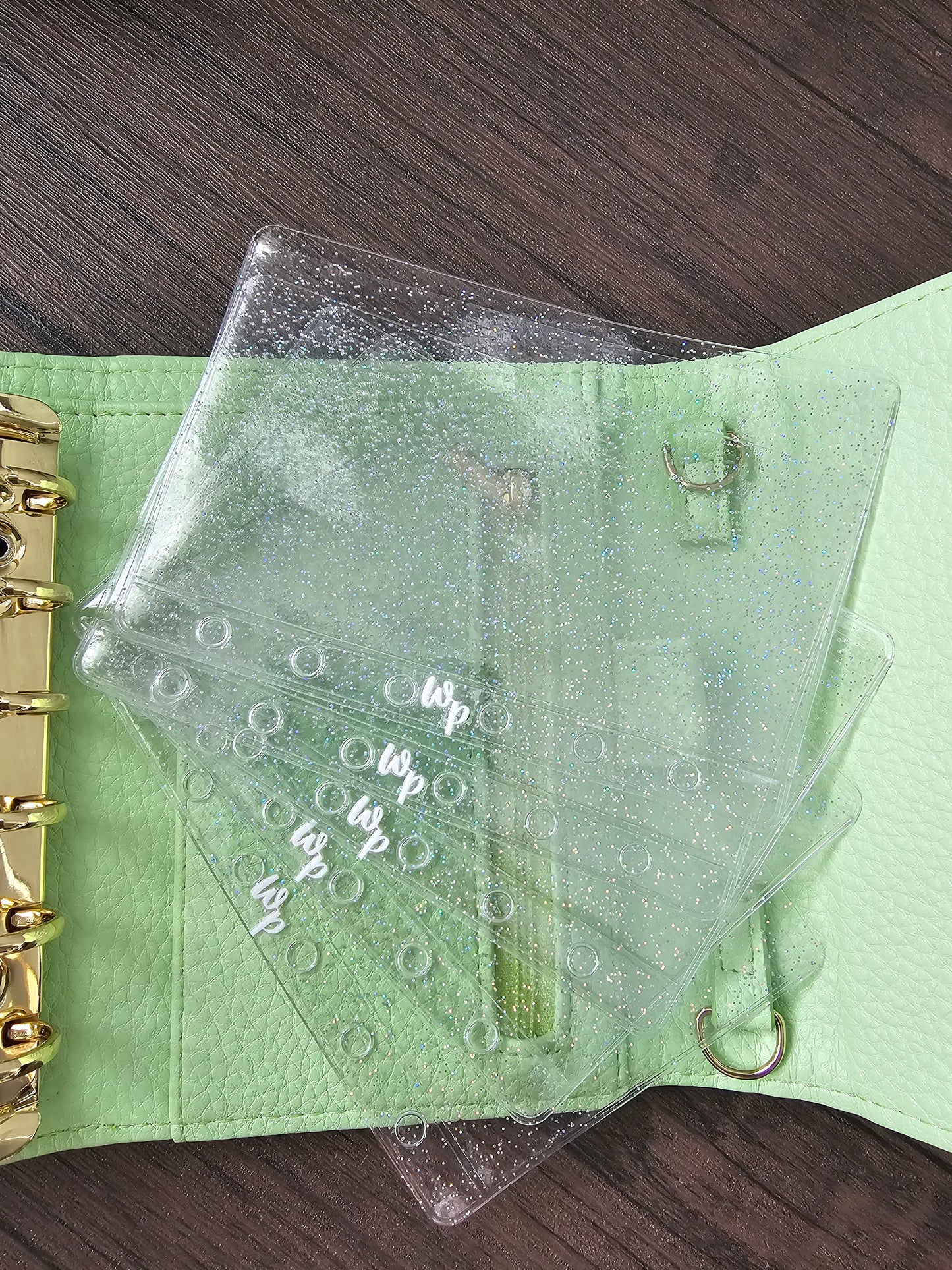 Clear Sparkle Zipless Cash Envelopes