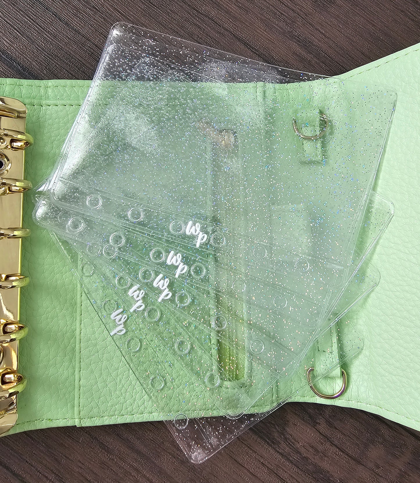 Clear Sparkle Zipless Cash Envelopes