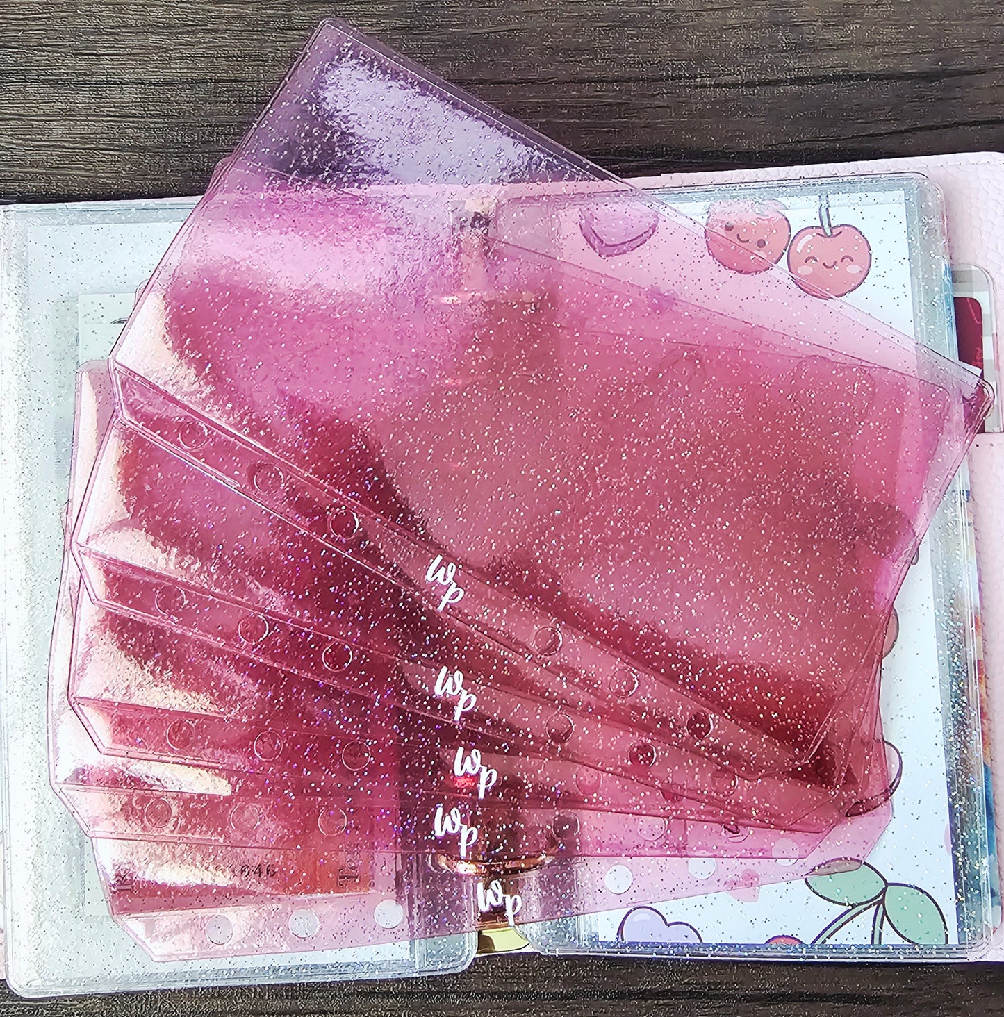 Pink Sparkle Zipless Cash Envelopes
