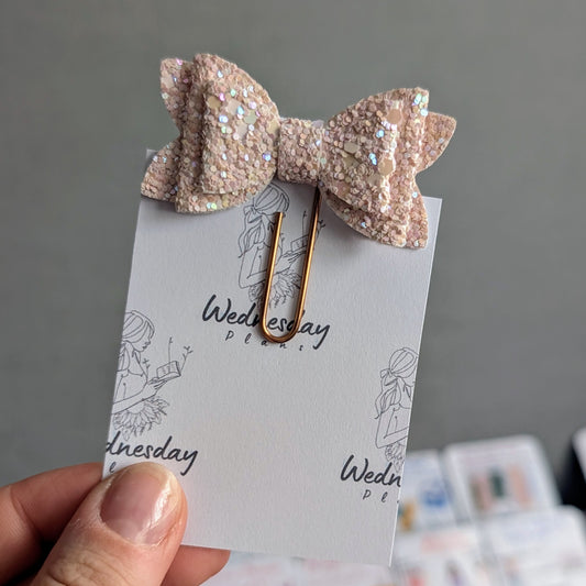 Pink Sparkle Bow Paperclip