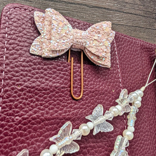 Pink Sparkle Bow Paperclip