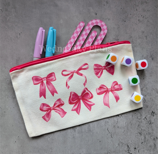 Pink Bow Canvas Pouch