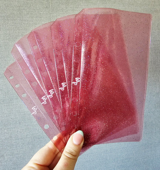 Pink Sparkle Zipless Cash Envelopes
