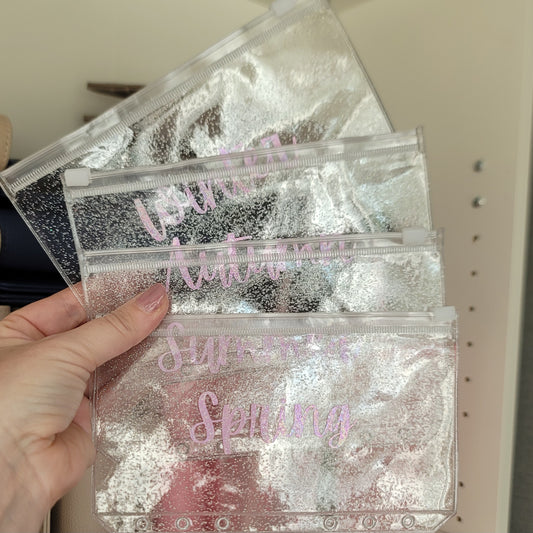 SEASONAL Sparkle Zip Envelopes- A6