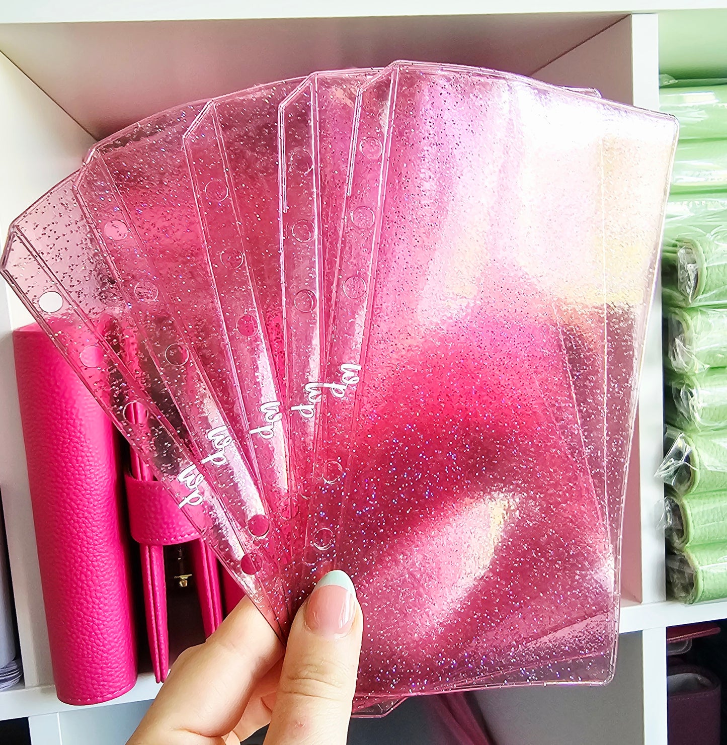 Pink Sparkle Zipless Cash Envelopes