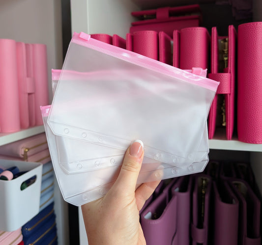A6 Pink Zipper Frosted Envelopes